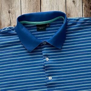 Fairway & Greene Men’s Striped Golf Polo Shirt Blue Size Large